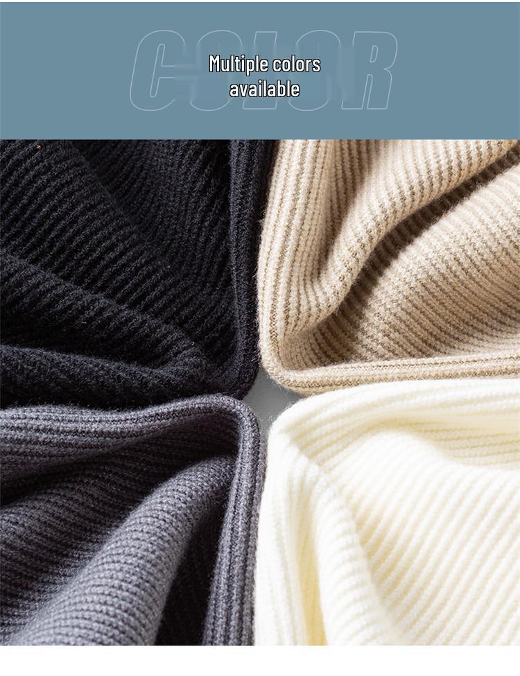 Men's Korean Style Slim Lapel Knit Pullover - Autumn/Winter Warm Base Layer for All Ages