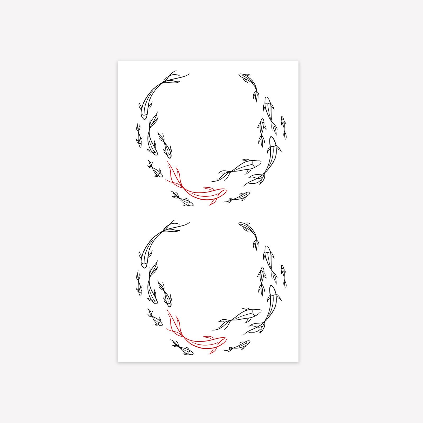 

Personalized Niche, Group Travel Koi Line Tattoo Sticker Waterproof And Long-Lasting Disposable Temporary Tattoo Sticker 9*15
