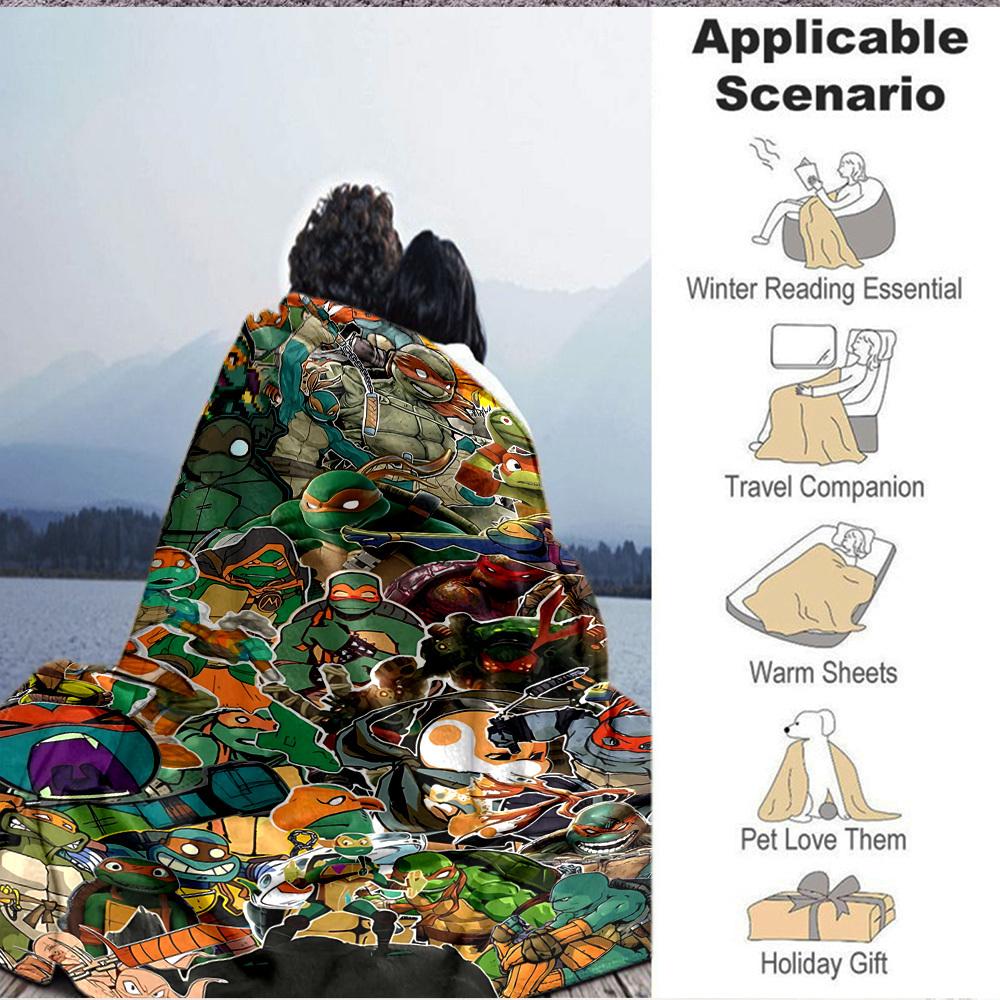 1pc Turtles Flannel Blanket [Cozy Throw Blanket] For Sofa, Bed, Travel, Camping, Livingroom, Office, Couch, Chair, And Bed