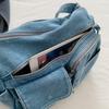 Multi-Pocke Crossbody Bag Denim Commuter Tote Bag Women Large Capacity Messenger Bag