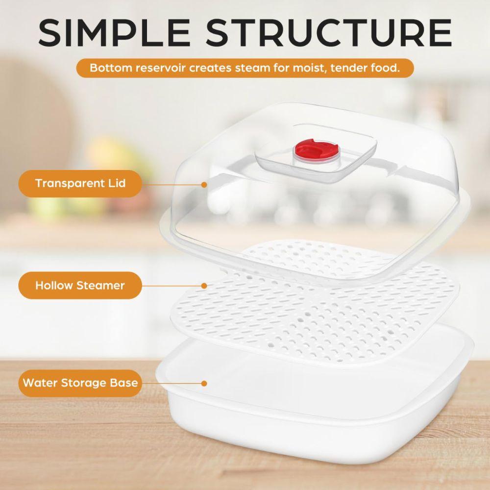 Food Grade Plastic Microwave Oven Steamer Box Microwave Vegetable Steamer  Daily Meal Preparation