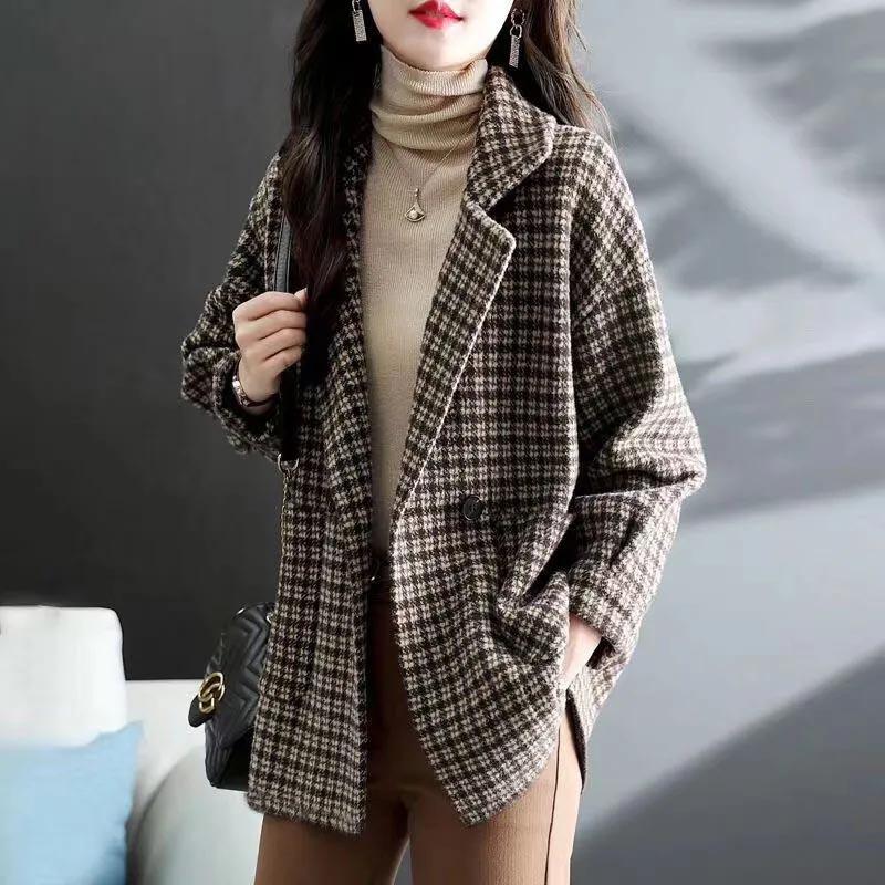 Coat for Women Cotton Winter Thickened Casual Versatile Oversize Double Layer Button Cardigan Suit Jacket