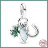 Original Copper Green Charms Lucky Four Leaf Clover Horseshoe Bead Earrings Pendant Fit Bracelet Necklace Jewelry