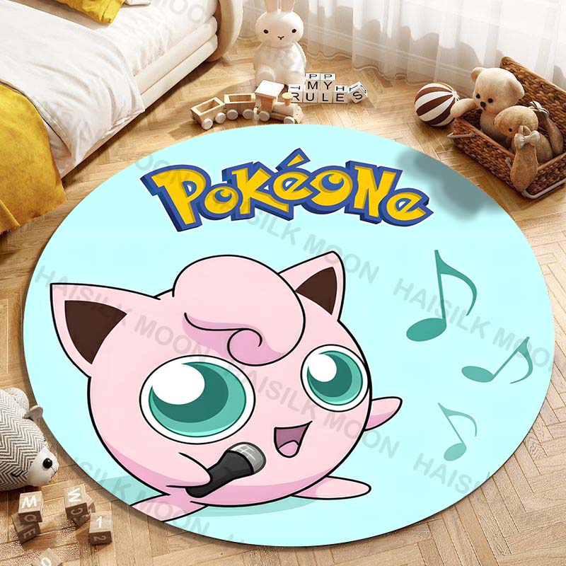 1 Pezzo Pokemon Jigglypuff Stampa Tappeto Rotondo Soggiorno Camera da Letto Tavolo e Sedia Divano Stanza dei Bambini Tappeto Decorativo Tappeto Potdemiel