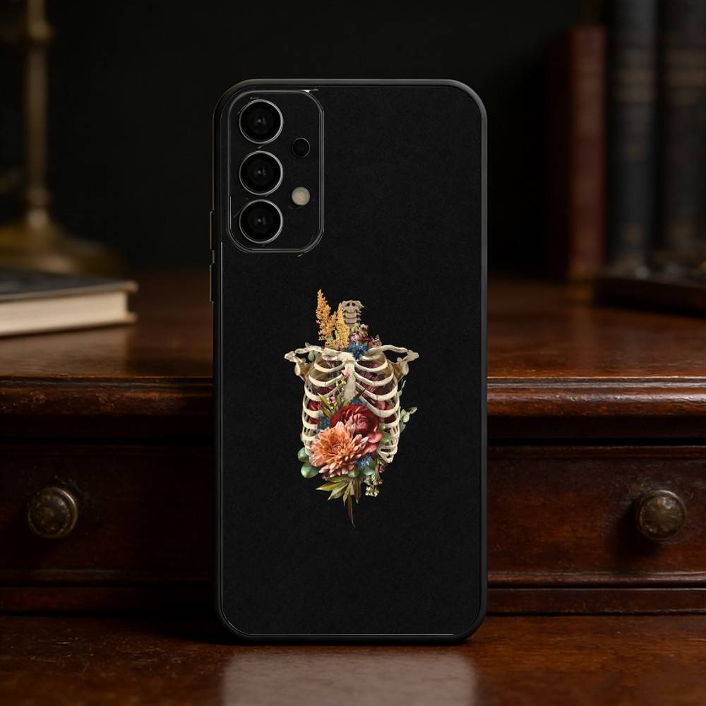 Anatomy Skeleton Phone Case For Samsung S25,S24,S21,S22,S23,S30,Ultra,S20,Plus,Fe,Lite Black Shell