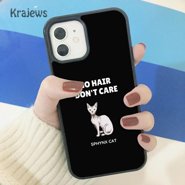 Krajews Animal Sphynx Hairless Cat Phone Case Cover For iPhone 14 5 SE 6s 7 8 Plus X XR XS 11 12 13 Pro Max Samsung S21 S22ultra