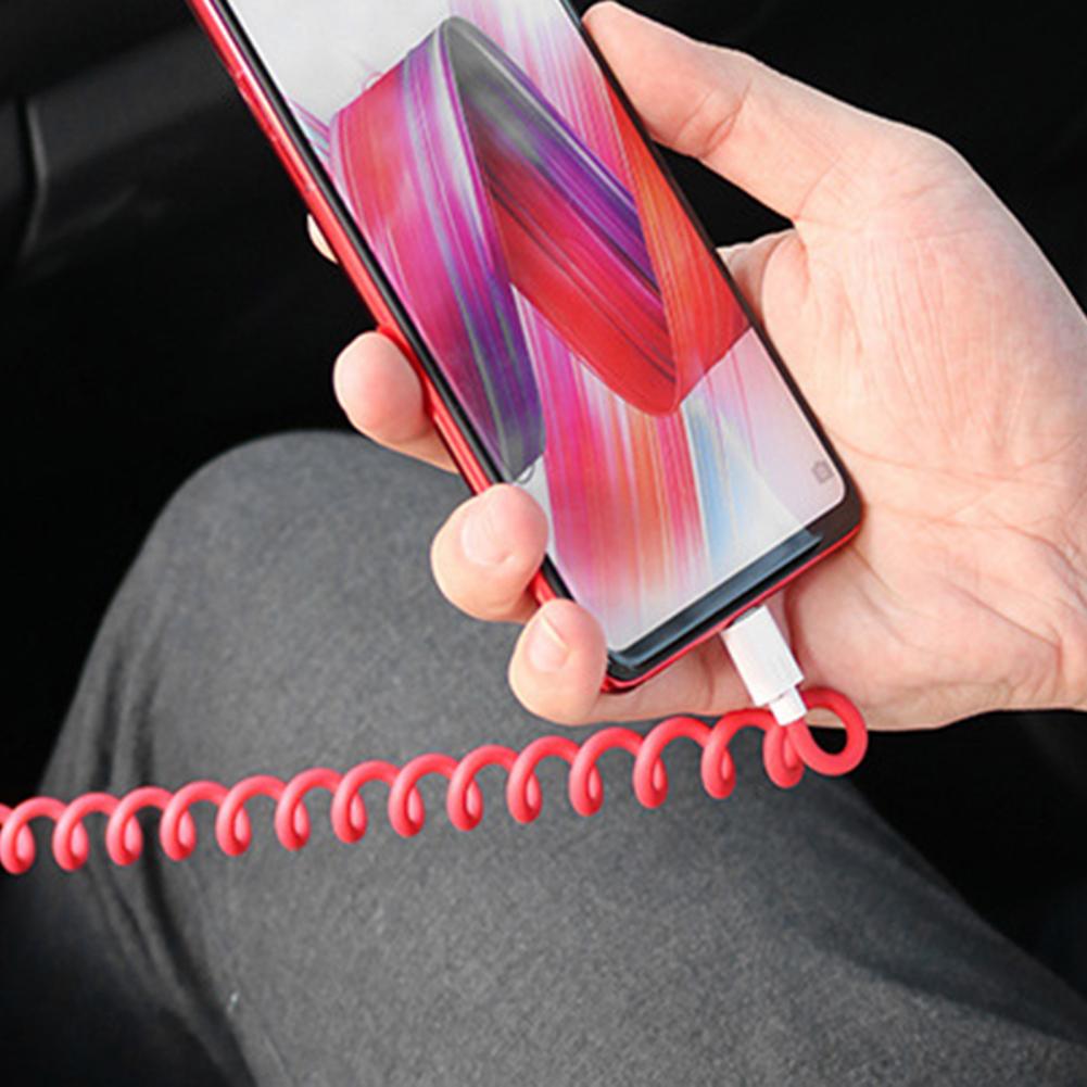 Convenient Charging Wire Anti-winding Data Cable Stretchy Data Transfer 3 In 1 Mobile Phone Charging USB Spring Wire