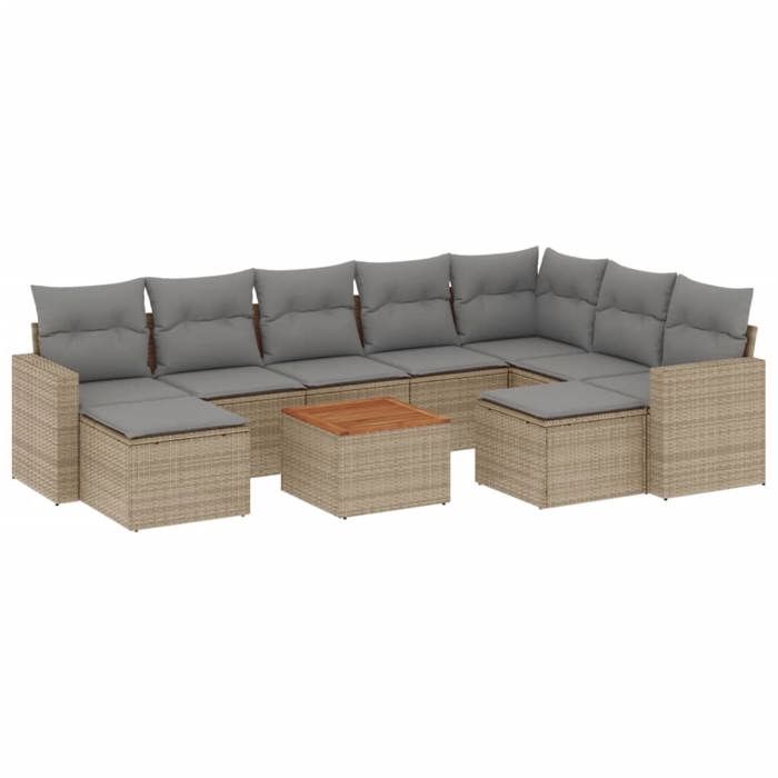 VidaXL Garden Lounge Set with Cushions 10 Pcs Beige Braided Resin 3224407