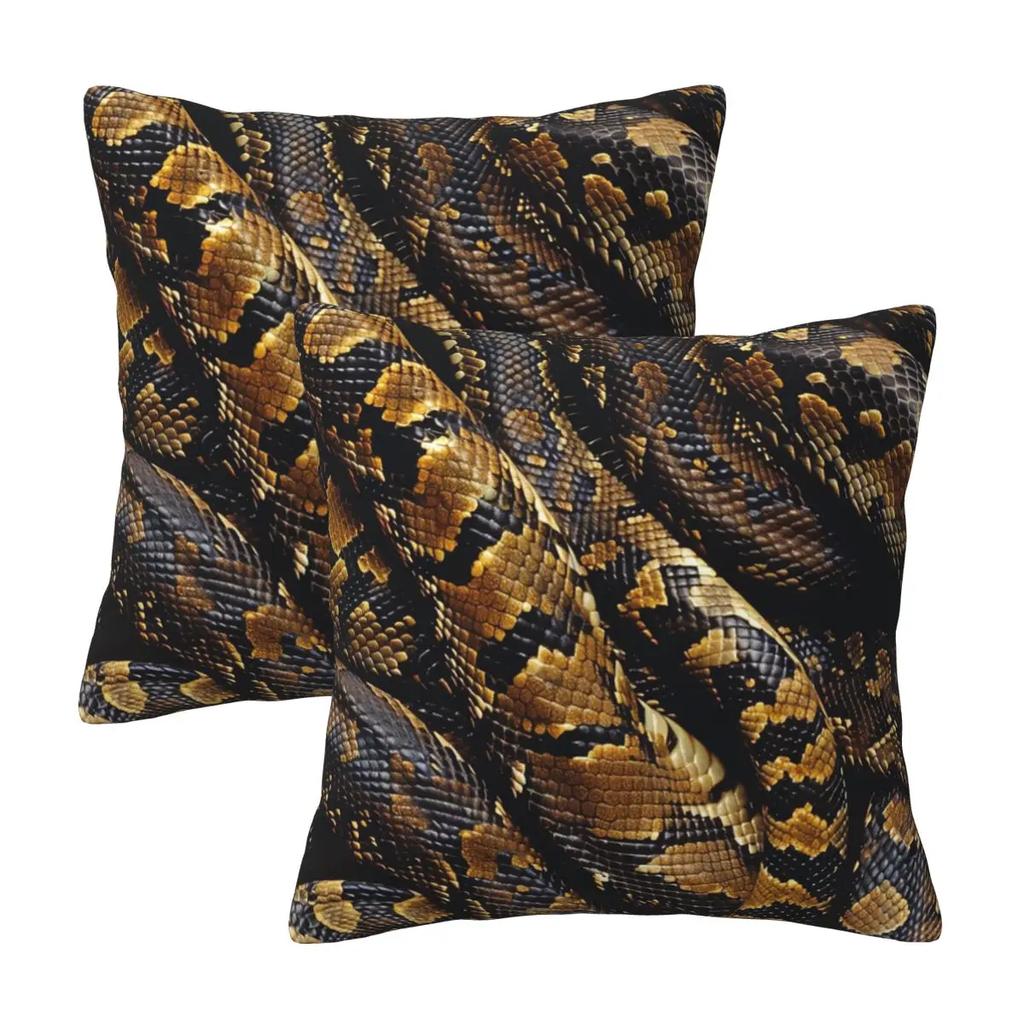 Snakes On A Train 2 Pcs Square Pillowcase Pillow Cover Cushion Zip Decorative Comfort Throw Pillow For Home Bedroom