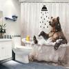 Fun Animal Themed Polyester Shower Curtain - Cute Bathtub & Peeking Pet Design For Bathroom Decoration