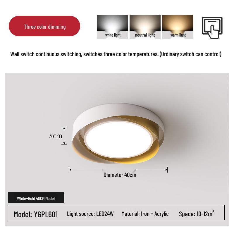 Modern Nordic LED Ceiling Light - Minimalist Round Design for Master Bedroom