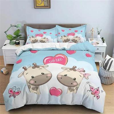 Housse de couette vache laitière dessin animé Jumeaux King Couverture couette animal de ferme western Pour la Saint-Valentin Décor de chambre Ensemble de literie en microfibre