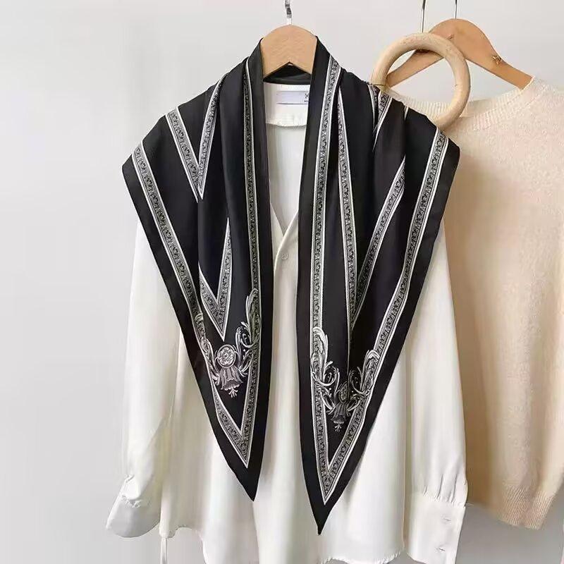 Summer 1116 New Twill Cool Triangle Scarf Women's Fashion Versatile Neck Protection Scarf Thin Sunscreen Outer Scarf