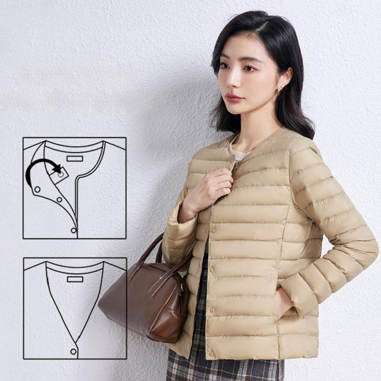 Leichte Daunenjacke für Herbst und Winter, Innenweste für Damen, kurzer Rundhalsausschnitt, große, warme Weste für Innen- und Außenbekleidung