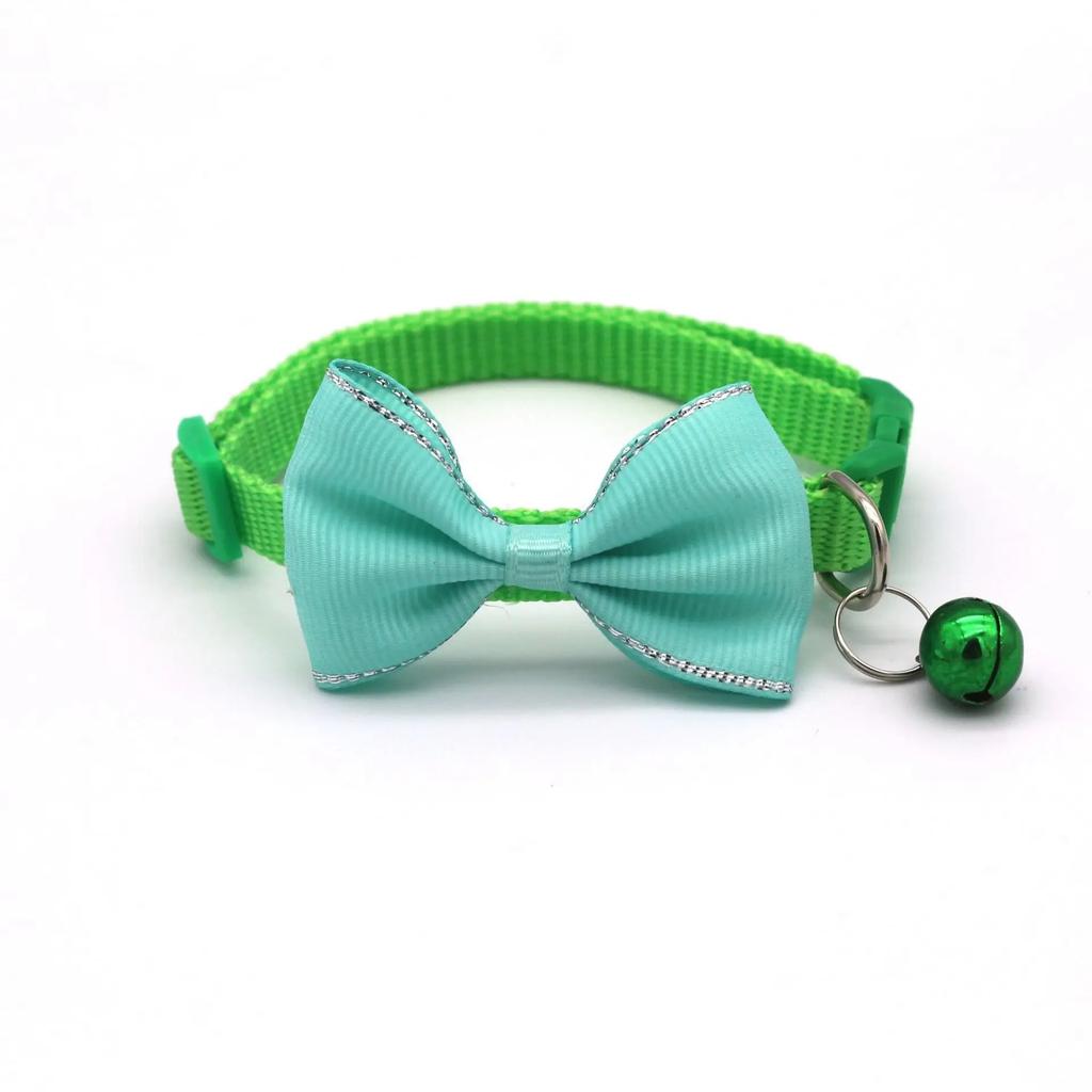 Cat Collar Solid Color Bowknot Puppy Chihuahua Collars with Bell Adjustable Safety Buckle Cats Bow Tie Pets Accessories