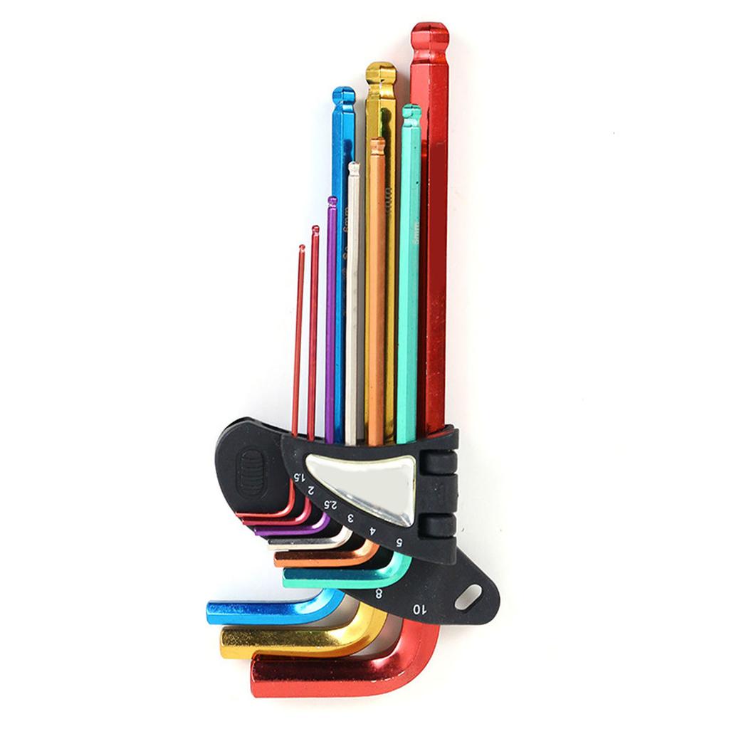 9Pcs Hex Wrench Star Key Ball End Metal Long Arm Metal Key Tool Set Kit for Repair