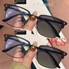 2Pcs Photochromic Anti Radiation Blue Light Eyeglasses Square Metal Frame Computer Glasses For Women Men Replaceable Lens