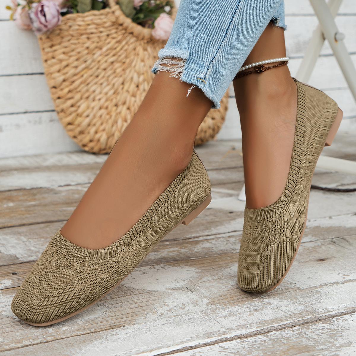 

Fashion Women Flat Shoes Solid Color Square Toe Office Shoes Casual Breathable Ballet Soft Mesh Mules Shoes Women Loafers Size 36-43 43 оливковое зеленый