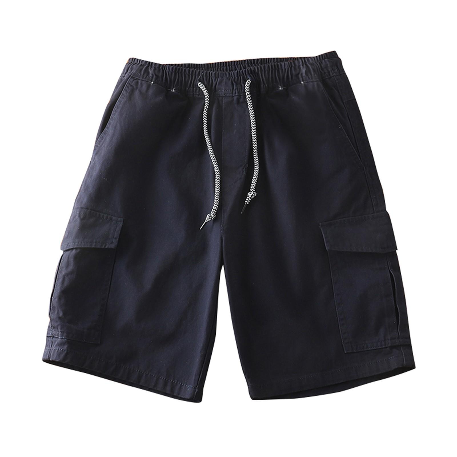 

Мужские летние шорты-карго с несколькими карманами. Мужские повседневные модные однотонные свободные шорты-карго. XL тёмно-синий