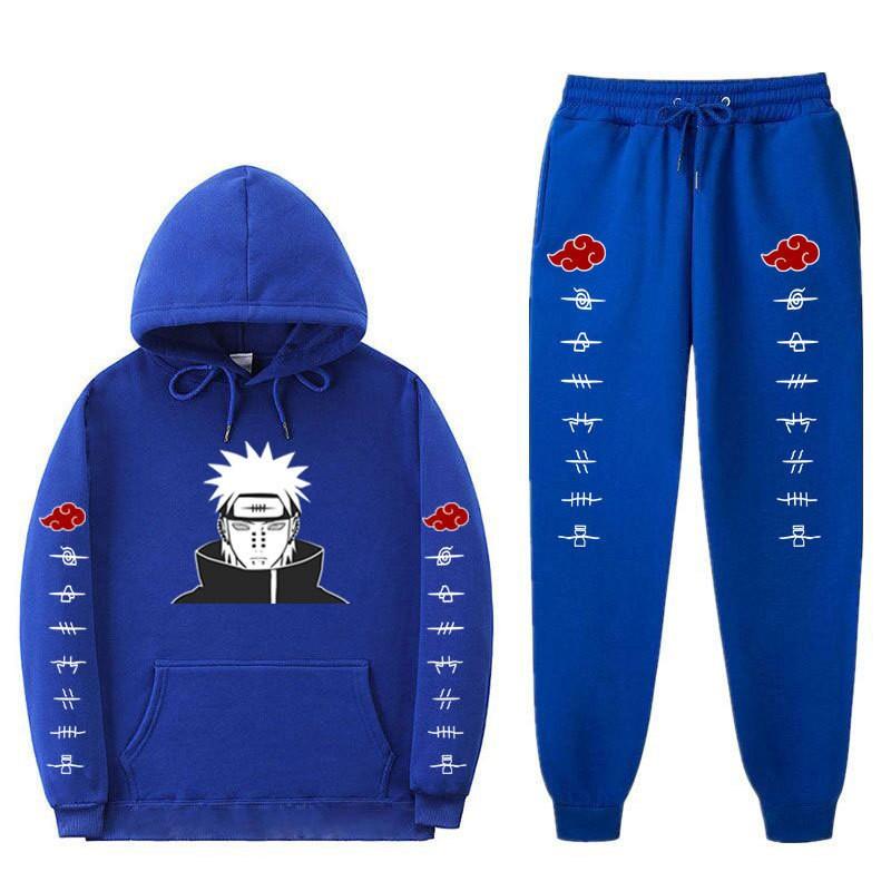 Pánská mikina s kapucí a fleecovou podšívkou Naruto Akatsuki Pain Tendo, ležérní sada oblečení s dlouhým rukávem