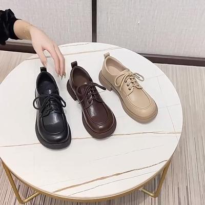 Loafer aus echtem Leder, flache Schuhe, Schlupfschuhe, vielseitige Schnürschuhe mit weicher Sohle, kleiner Lederschuh im britischen Stil für Damen