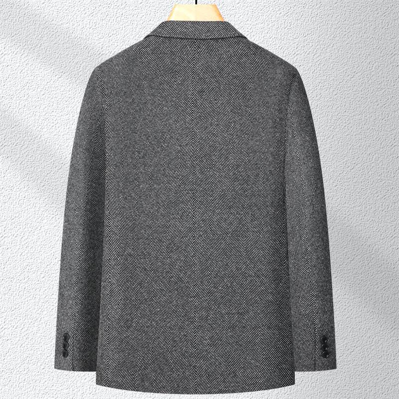 Herbst und Winter karierter Wollanzug für junge und mittlere Herrenanzüge, schmales, lässiges Einzelanzugoberteil aus Wolle