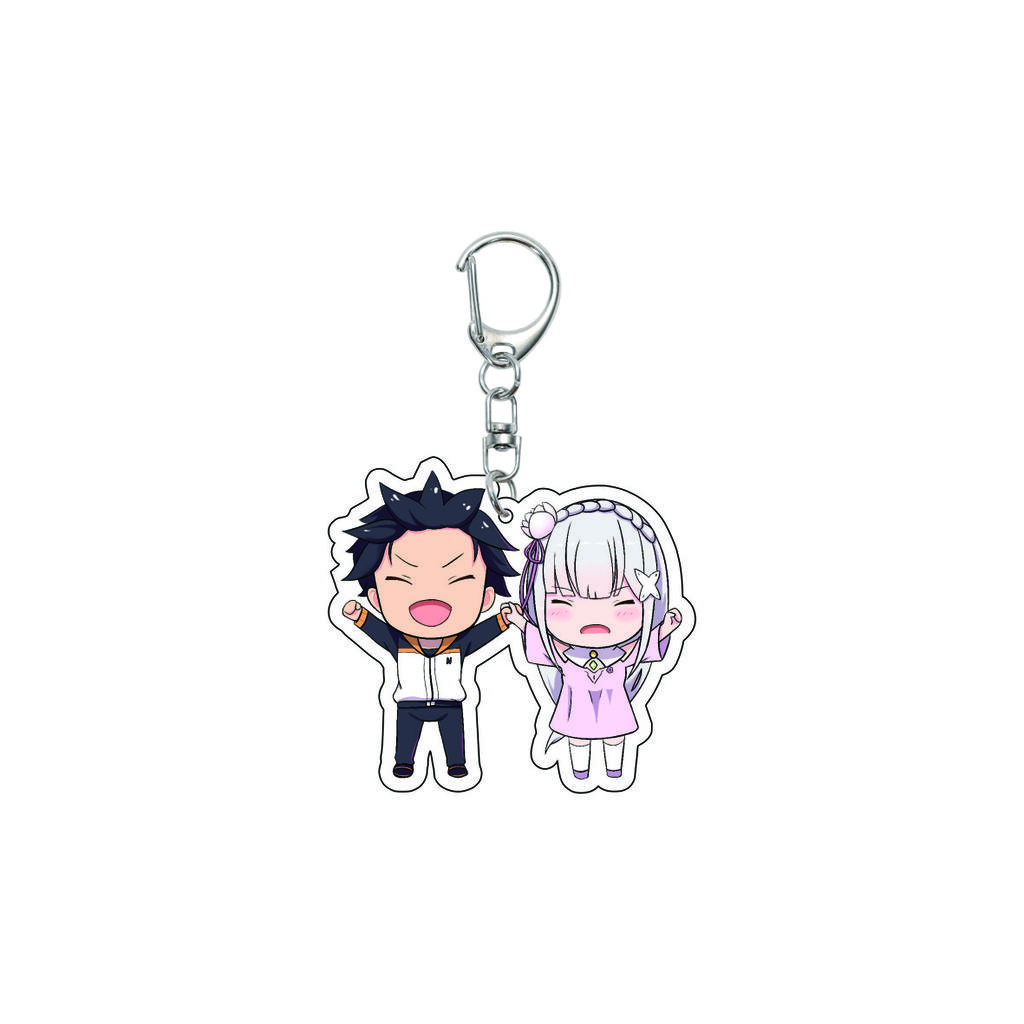 55MM Anime Re:ZERO - Iniziare la Vita in un Altro Mondo Portachiavi Natsuki Subaru Emilia Portachiavi Piastra Modello Acrilica Regali di Natale