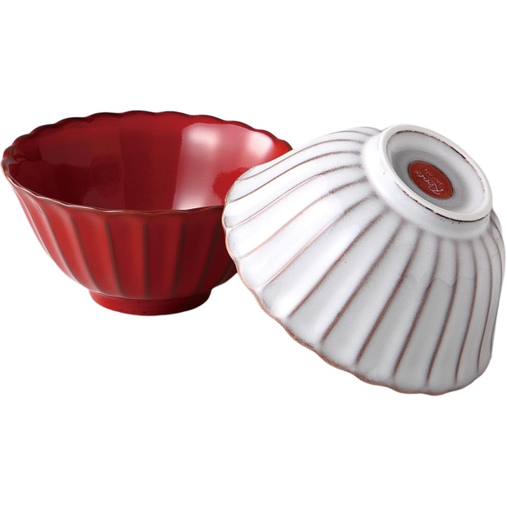 

Rice Rice x x Elegant Rice Bowl Red Moon Mino Made in Japan Ale-net Bowl, Bowl, W12.6 D12.6 H6cm, Pair, & White, Porcelain, Ware,