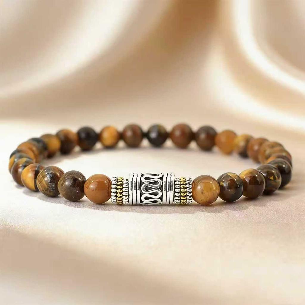 6mm Natural Stone Yoga Bracelet Unisex Sanskrit Meditation Beads Lucky Red Tibetan Buddhist Minimalist Design Luxury Retro Coupl