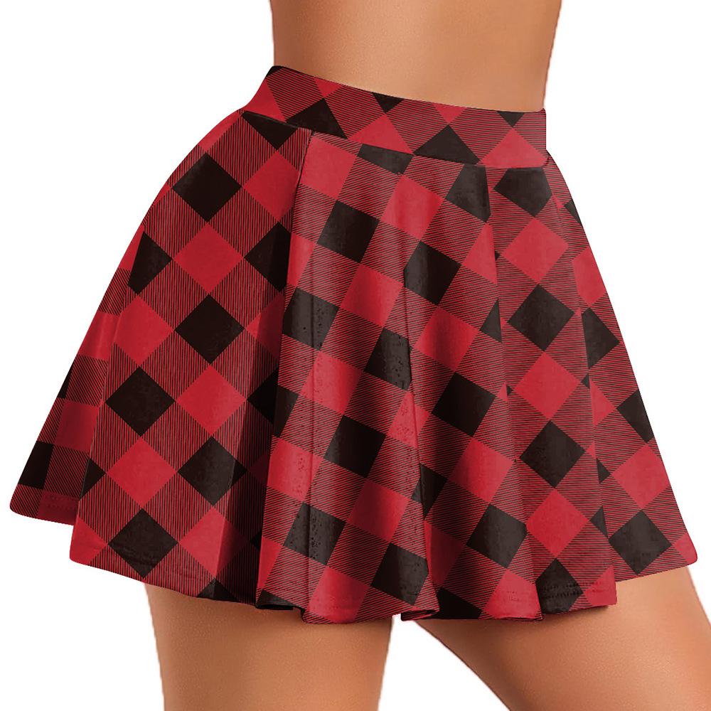 European & American Style Plaid Pleated Milk Silk Cheerleader Skirt