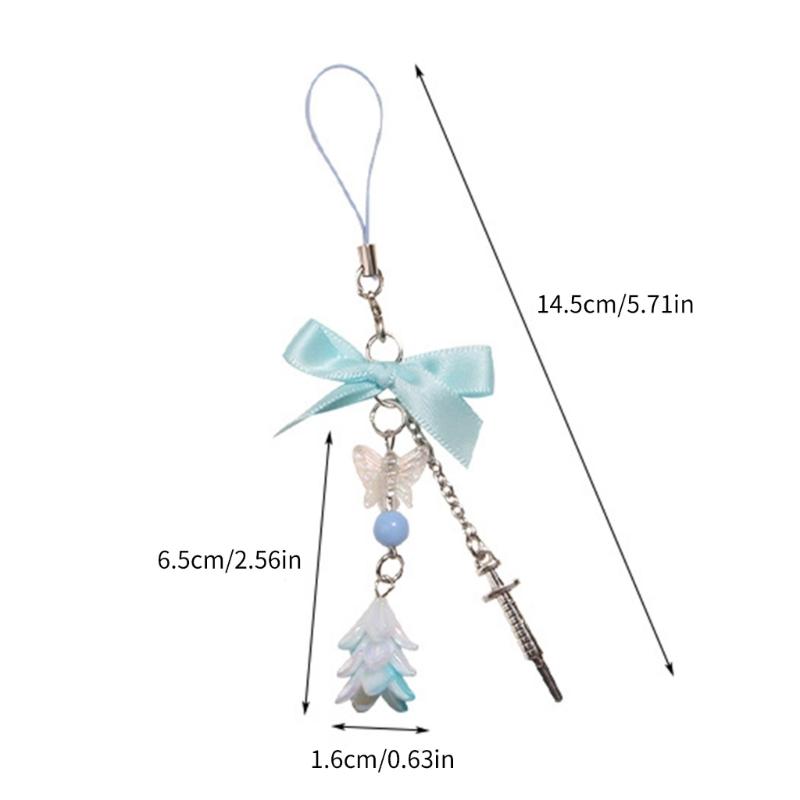 Stylish Butterfly Bag Charm Trendy Bowknot Keychain Phone Charm Keyrings Cool Keychain Acrylic Material for Party Daily