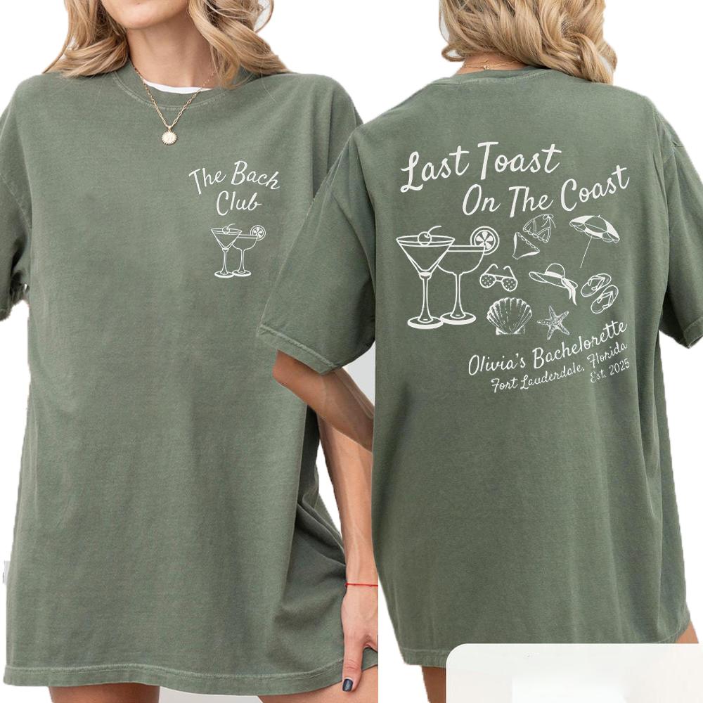 Women Last Toast On The Coast Shirts Beach Bachelorette Party Shirts Funny Comfort Shirts Cotton Y2K Top Daily Trendy Streetwear