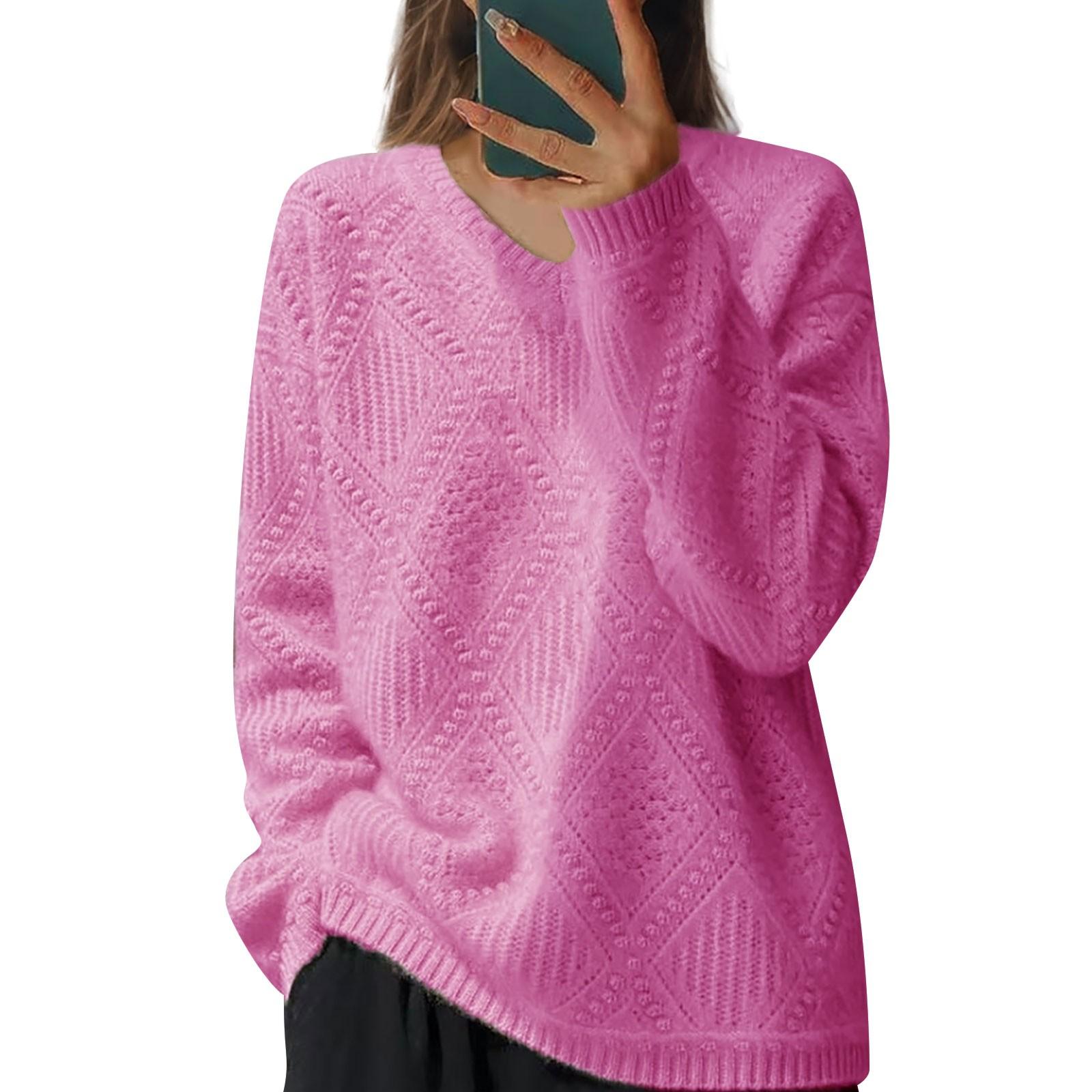 

Женский модный однотонный трикотажный свитер с V-образным вырезом, повседневный свитер S