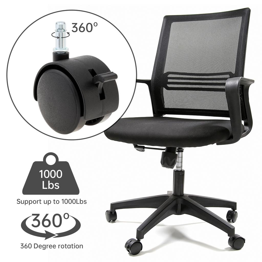 Ruedas de plástico para silla de 2 pulgadas, 1 unidad o 5 unidades, para muebles de escritorio, sillas de oficina, escritorios de computadora, pisos de madera y alfombras, con freno.