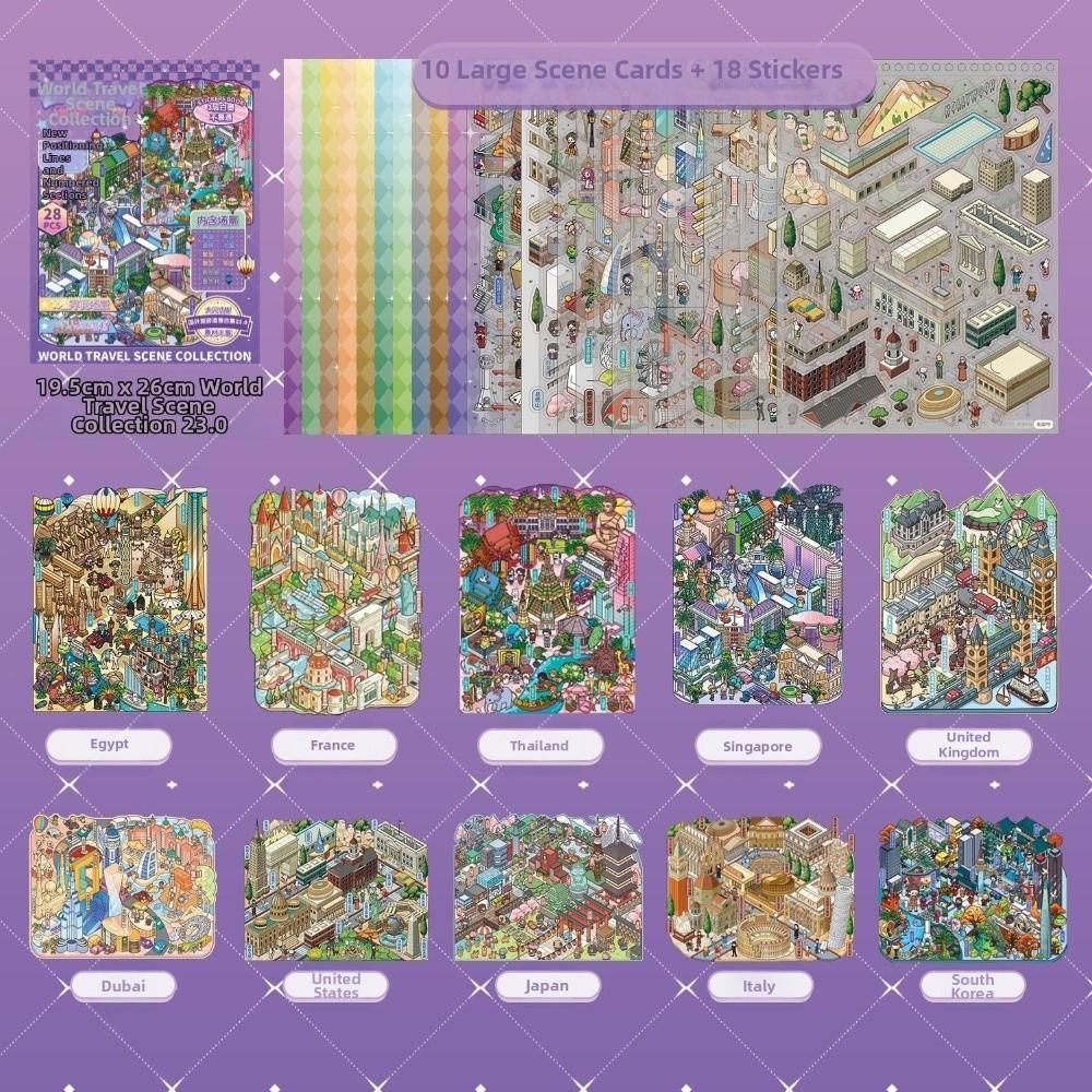 Famous Cityscape Mini Scene Stickers Travel Theme DIY Journal Stickers Collage Stickers Kids Craft