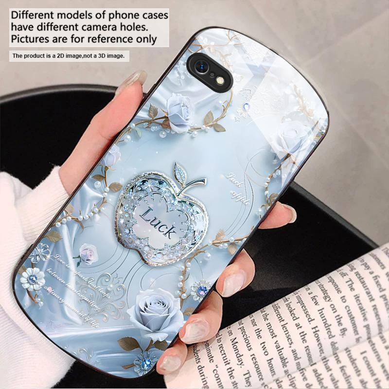 Lucky and Romantic Love For iPhone 17 16 15 14 13 Plus 12 Mini 11 Pro Max XR Xs Max X 7 8 6S 22 20 Elliptical Glass Phone Case