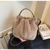 New Plush Bucket Bag Women's Daily Versatile Messenger Bag Fashion Shoulder Bag Pleated Fluff Handbag