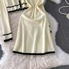 Autumn Winter Women Casual Knitted Sweater Two Piece Set Single Breasted Cardigans Top and Mini Short Slim Bodycon Dresses Suit