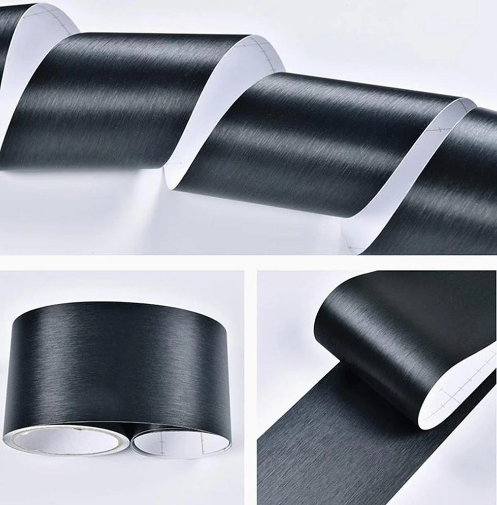 1 szt. 10 cm x 5 m Szczotkowane Naklejki Imitujące Metal Samoprzylepne Listwy Podłogowe Dekoracje Ram Okiennych Ram Drzwiowych Stal Nierdzewna