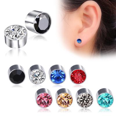 Heißer verkauf Frauen Männer Magnet Mode Kein Piercing Magnetische Ohrringe Ohr Clips Strass 304 Titan Stahl Ohr Studs 1 Paar