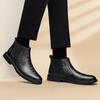 Fashion Genuine leather men's boots Versatile styles for autumn and winter Leisure Business Party Adult office Outdoor Warm Shoes Black