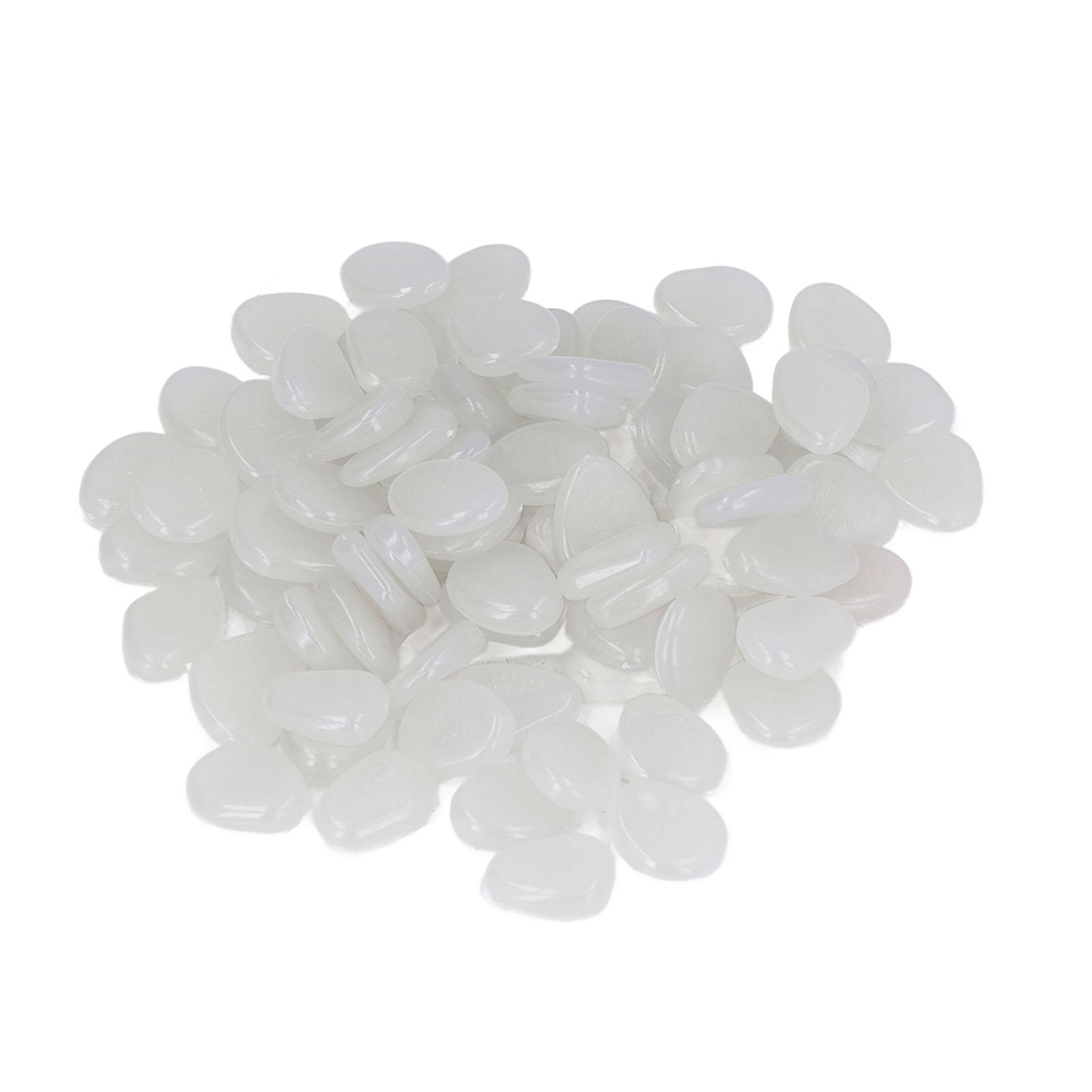 

Outdoor Luminous Stones Colorful Fluorescent Luminous Pebbles for Dark Garden Courtyard Walkway Garden Trails 100 Bag білий