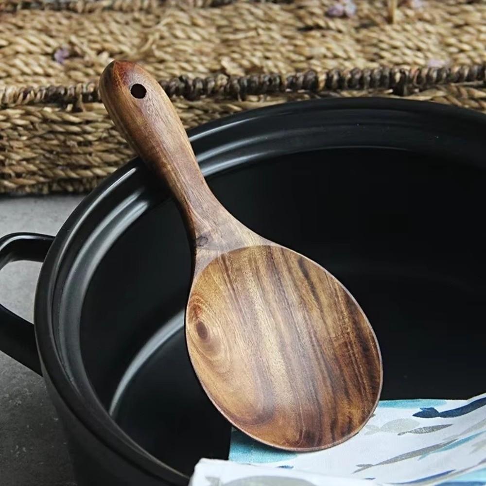 Large Scoop Rice Scoop Spoon Non-Stick Surface Multipurpose Rice Paddle Ergonomic Design Eco-Friendly Wooden Spoon