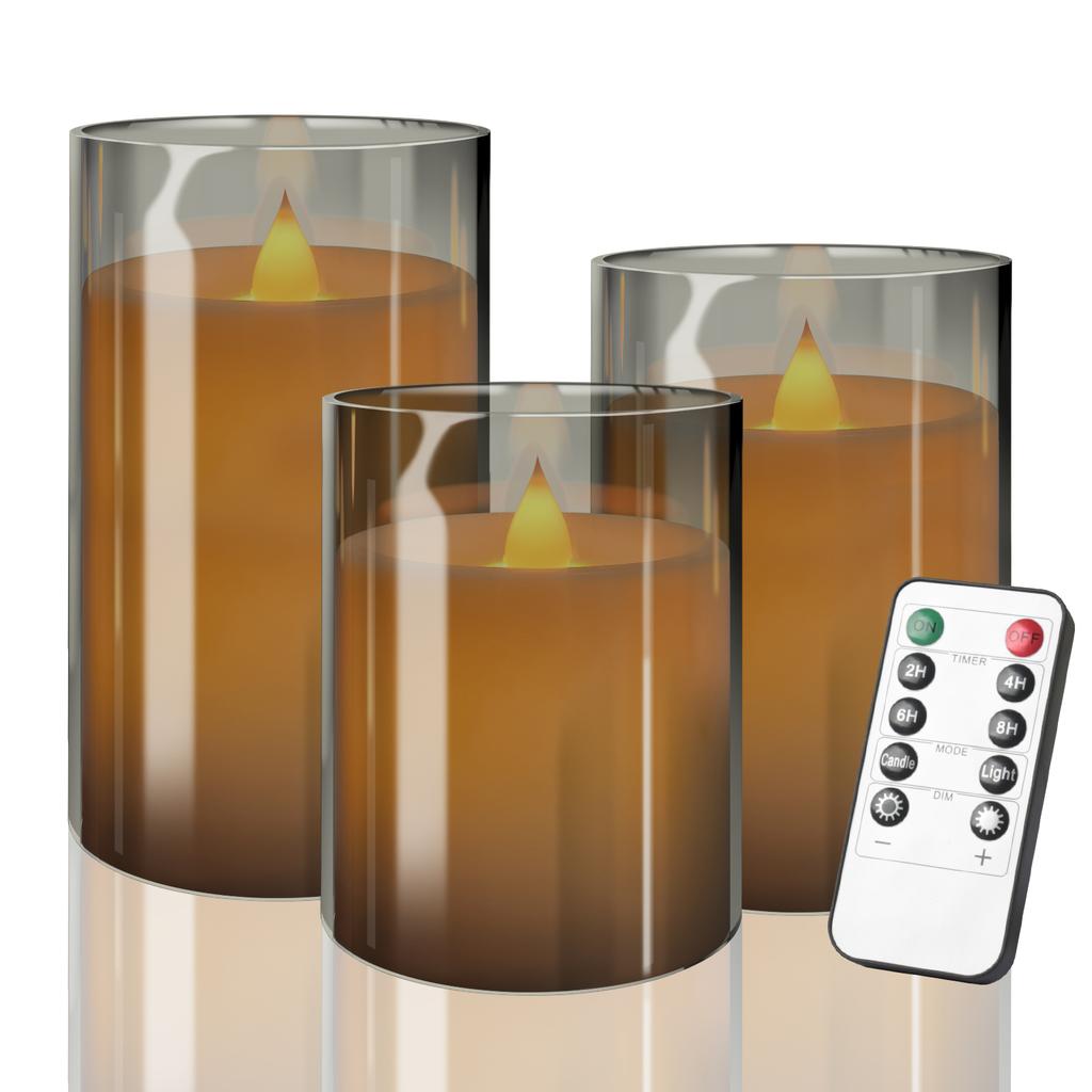 Flickering Flameless LED Pillar Candle Lights with Remote & Embedded Star String for Wishing Wedding Christmas Party Home Decor