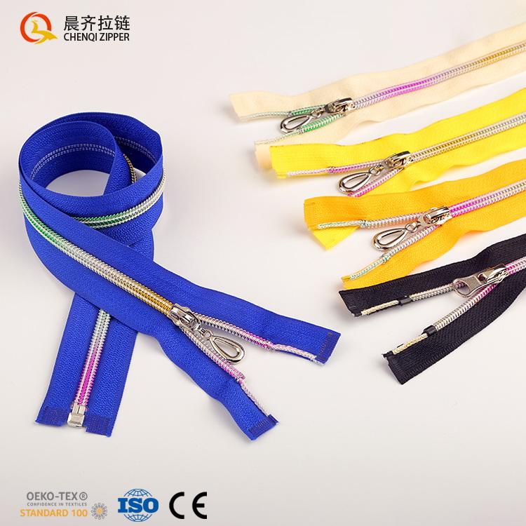 Factory Spot 5# Nylon rainbow Gradient Teeth Colorful Tape Open End DIY Polyester Zipper