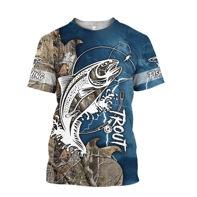 Fishing Graphic 3d Print Men's T-Shirt Summer Short Sleeve Tees Tops Harajuku Fashion Casual Oversized Man Clothing Camisetas