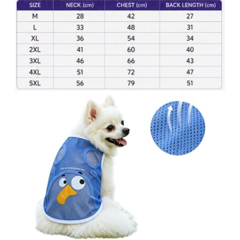 Dog Cooling Vest Breathable Fabric Summer Outdoor Hiking Walking Beach Activities Cartoon Prints Large Size