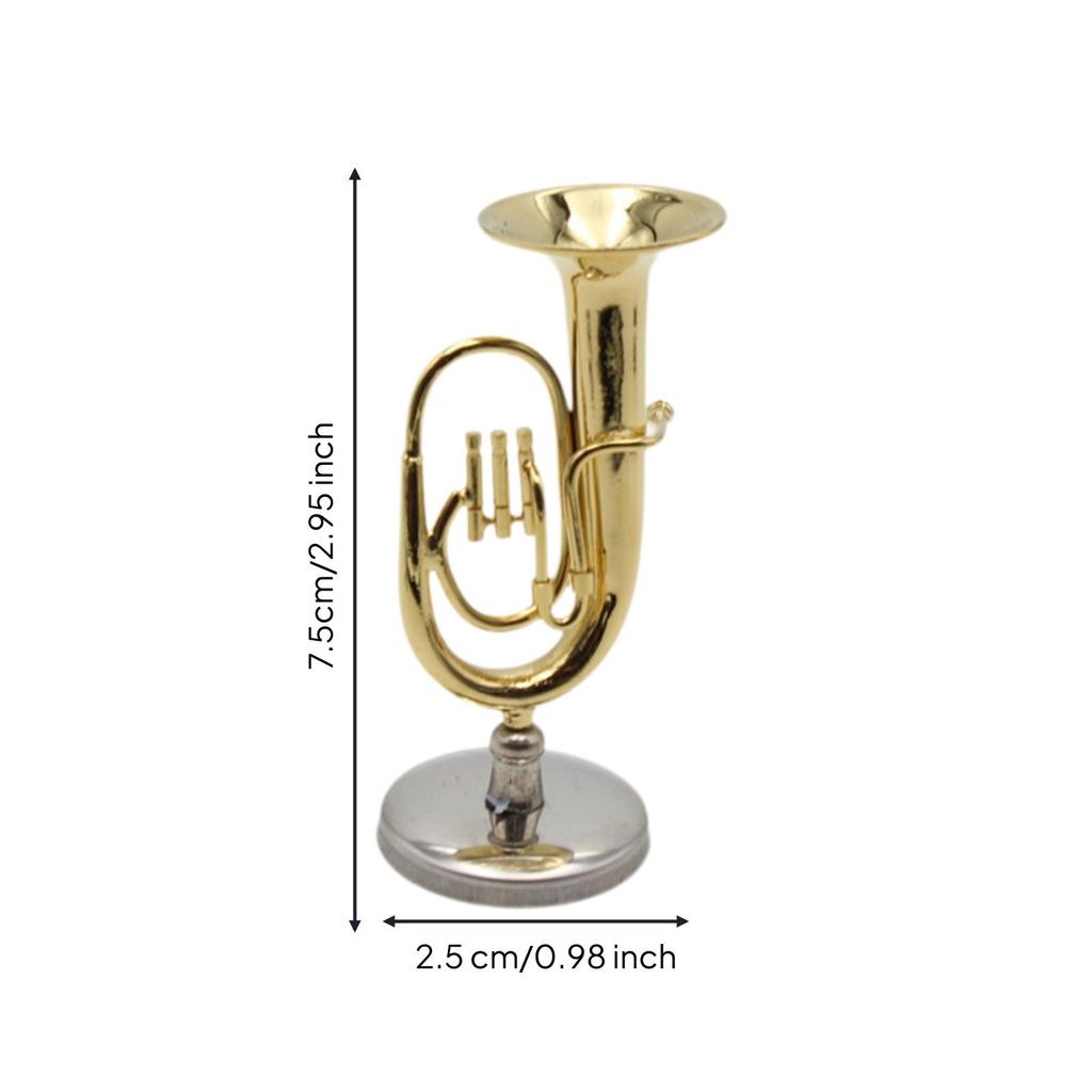 Gold-Tone Miniature Instrument with Base Brass-Like Musical