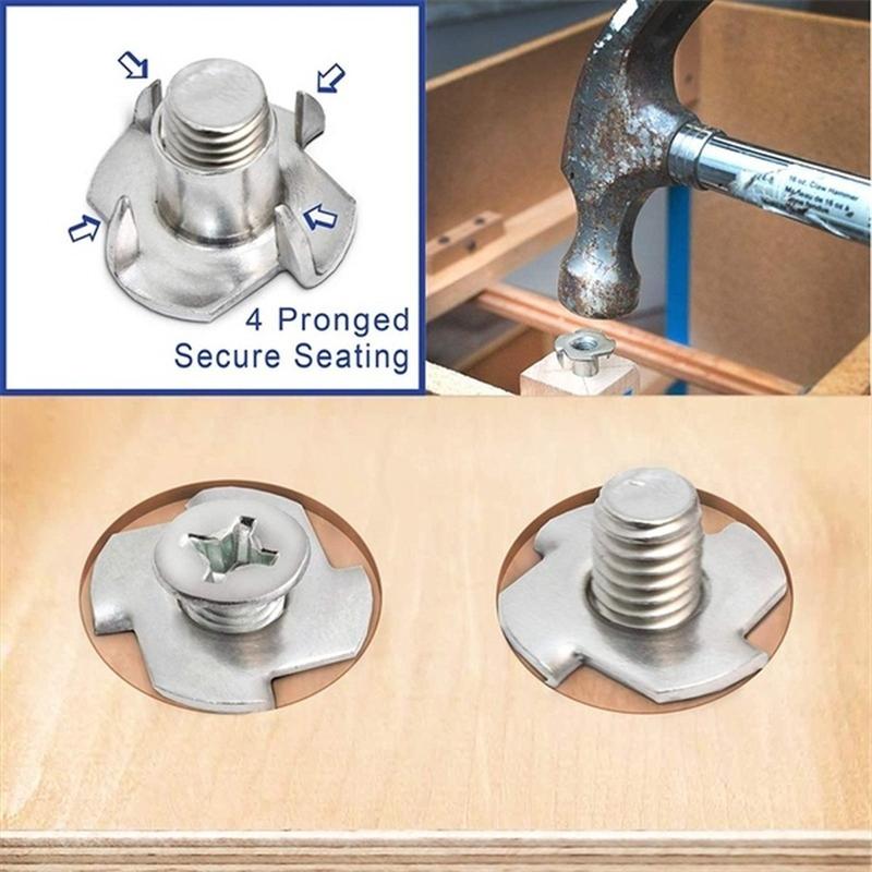 90pcs Four Pronged Claws Speaker Nut M3 M4 M5 M6 M8 Blind Inserts Nut Zinc Plated For Wood Furniture Rivet Nut Fasteners
