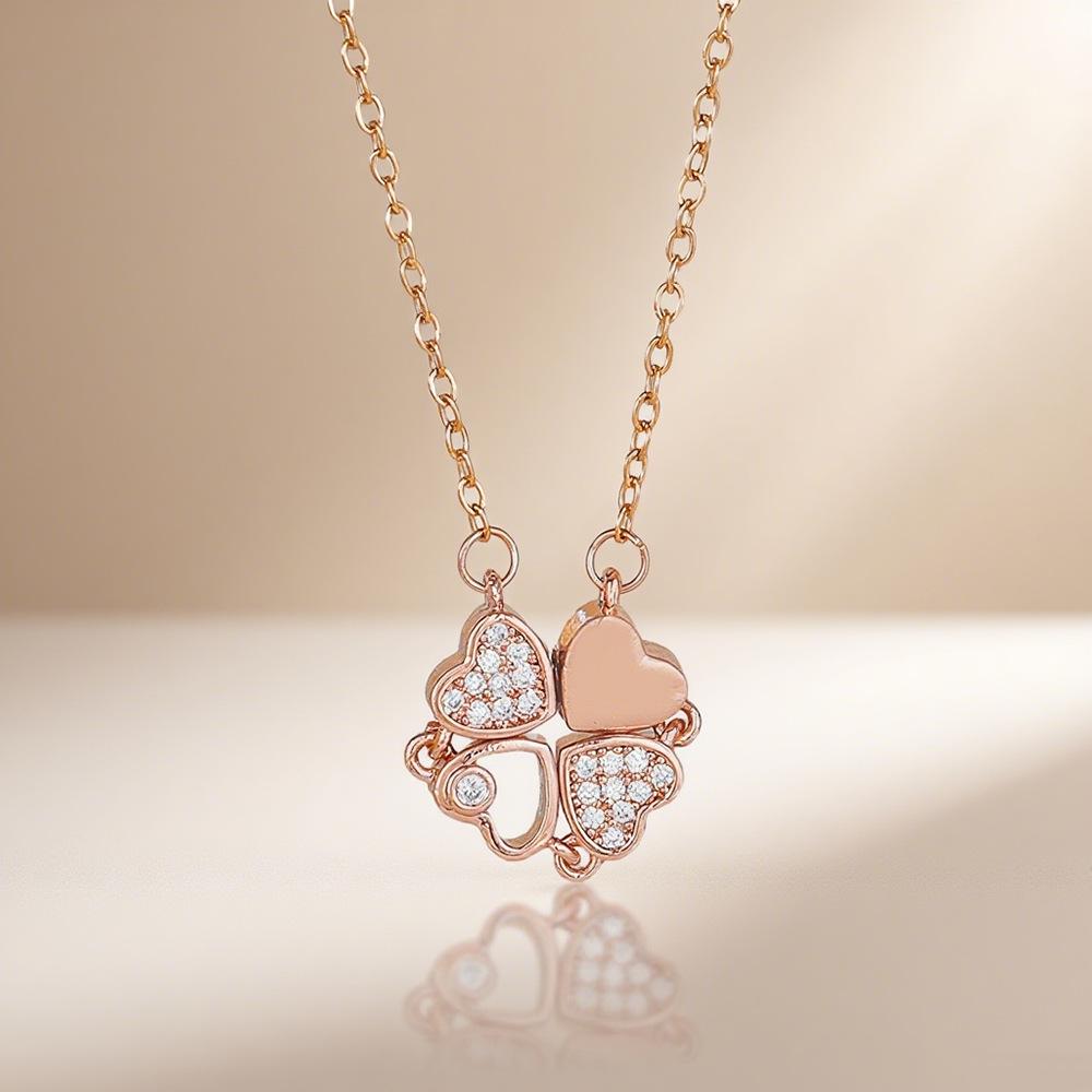 Heart-to-Heart Openable Four-Leaf Clover Necklace - High-End Light Luxury Clavicle Chain